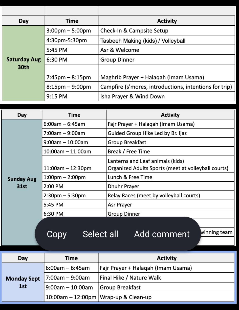 Event Schedule
